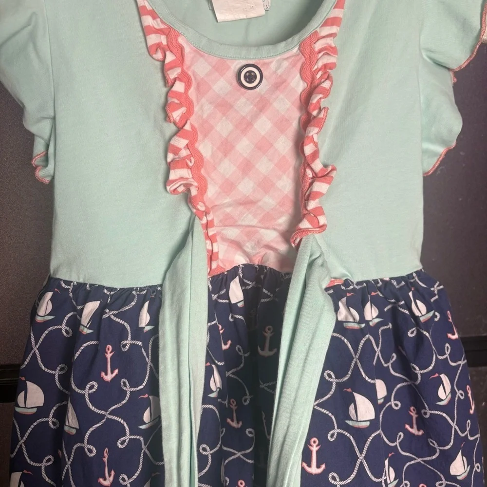 Serendipity Girls Nautical Empire Waist Dress XL (9–10) Anchors Sailboats